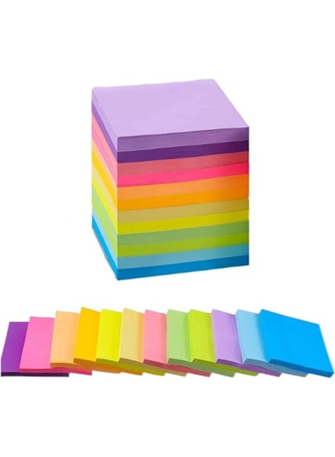 UREVO Vibrant 12-Color Fluorescent Post-it Notes | 600 Sheet Value Pack | 3x3 Inch Strong Adhesive Memo Pads for Office, Study & Reminders - Image 1