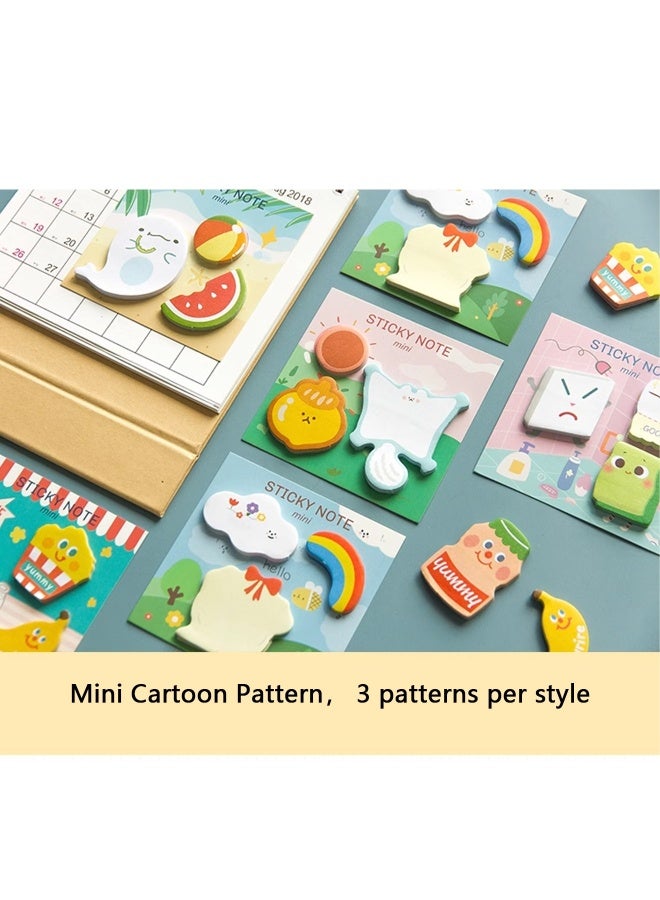 Lovely Cartoon Sticky Notes, 7 Packs Cartoon Sticky Notes Set, Self-Stick Message Notes, Refrigerator Sticky Notes for School Student Kids Gifts Party Bags Filler, 270 Sheets - Image 4