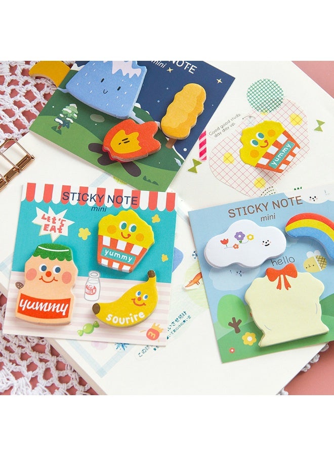 Lovely Cartoon Sticky Notes, 7 Packs Cartoon Sticky Notes Set, Self-Stick Message Notes, Refrigerator Sticky Notes for School Student Kids Gifts Party Bags Filler, 270 Sheets - Image 2