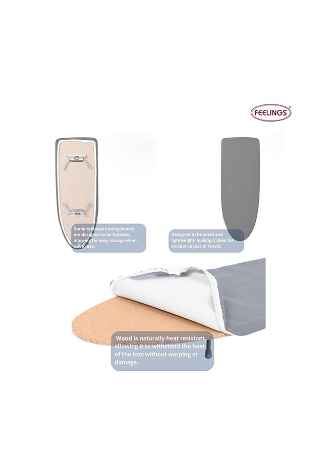 Feelings طاولة مكواة MDF متوسطة الكثافة بسطح خشبي طاولة كي 76x28x7 سم - Image 3