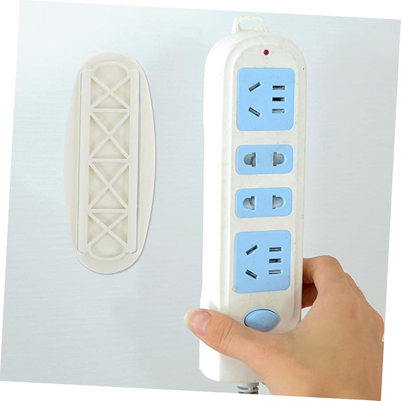 White Wall Mounted Socket Organizer Adhesive Cable Holder For Easy Storage Cord Management No Drilling Required - Image 4