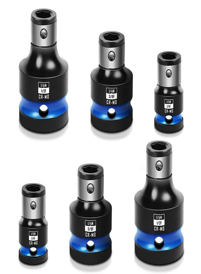 BLACKROBOT 6PCS Impact Bit Holders 1/2 3/8 1/4 Inch Square Drive to 1/4 Inch Hex Socket Adapter for Impact Wrench Ratchet, Cr-Mo - Image 1