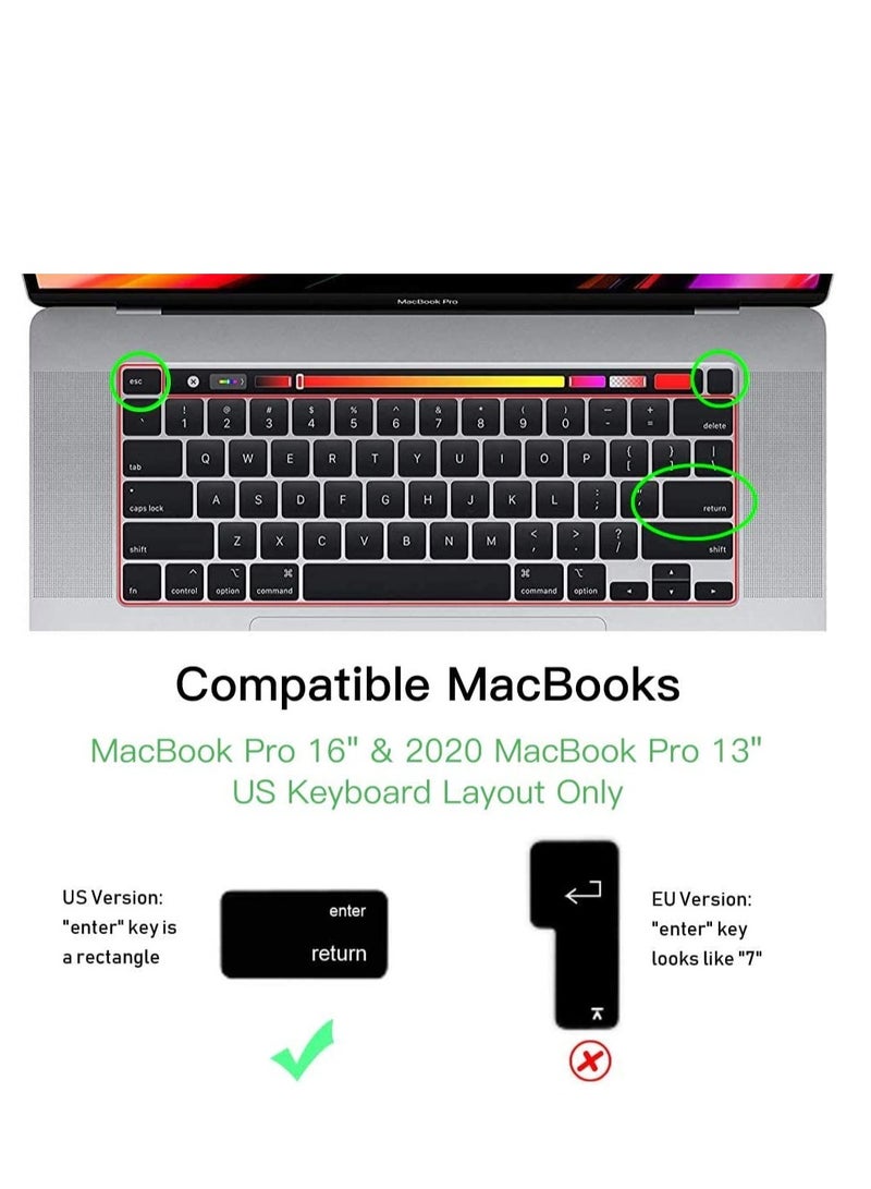 Keyboard Cover Skin for MacBook Pro 13'' M2/M1 Chip 2022 2021 2020 (Model A2338/A2289/A2251) and 2019 MacBook Pro 16'' (A2141) U.S Layout Accessories --Clear - Image 3
