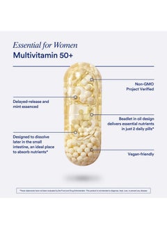 Ritual Ritual Multivitamin for Women 50+, Menopause Supplements with Vitamin D3, K2 and Magnesium for Bone Support*, Omega-3 DHA, Vitamin B12, Non-GMO, Mint Essenced, 30 Day Supply, 60 Vegan Capsules  - Image 5