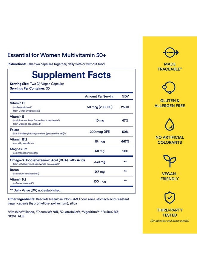 Ritual Multivitamin for Women 50+, Menopause Supplements with Vitamin D3, K2 and Magnesium for Bone Support*, Omega-3 DHA, Vitamin B12, Non-GMO, Mint Essenced, 30 Day Supply, 60 Vegan Capsules - pzsku/Z497EBE7D84F5C88E6C1DZ/45/_/1739864090/356c7657-4e06-4a6e-aeea-16d4edc3bf6e