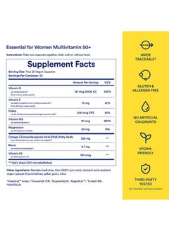 Ritual Ritual Multivitamin for Women 50+, Menopause Supplements with Vitamin D3, K2 and Magnesium for Bone Support*, Omega-3 DHA, Vitamin B12, Non-GMO, Mint Essenced, 30 Day Supply, 60 Vegan Capsules  - Image 3