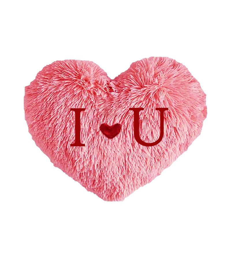 PICKKART PriMaryHoMe Love Heart Shape Pillow Cushion Toys - Gifts for Girlfriend/ Wife/ Friends/ Girls/ Valentine's Day - Pink Soft Heart Shaped Polyester Throw Pillows Gift (I L U Pillow) - Image 1