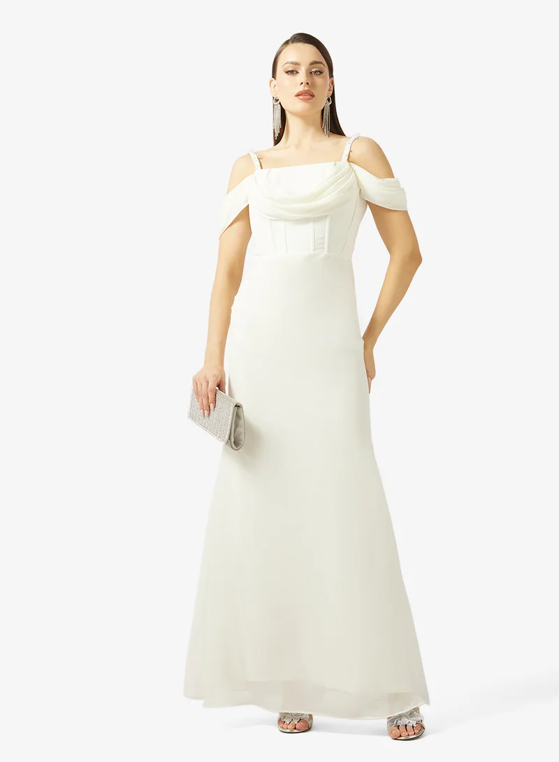 Namshi x  Cold Shoulder Corset Bodice Draped Dress for Women | Best Price UAE