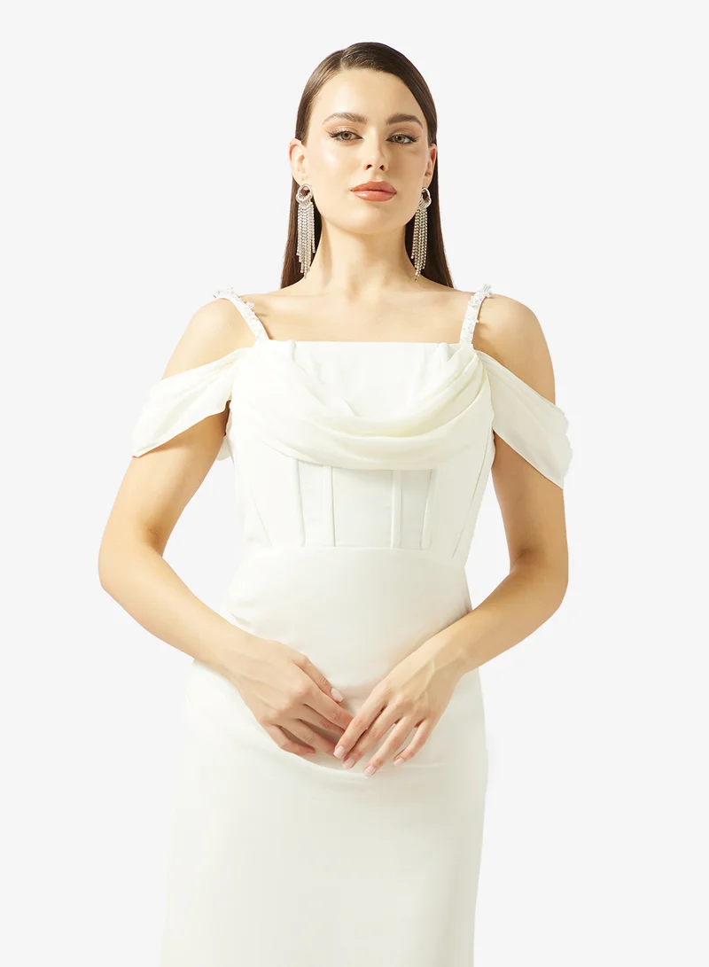 Namshi x  Cold Shoulder Corset Bodice Draped Dress for Women | Best Price UAE