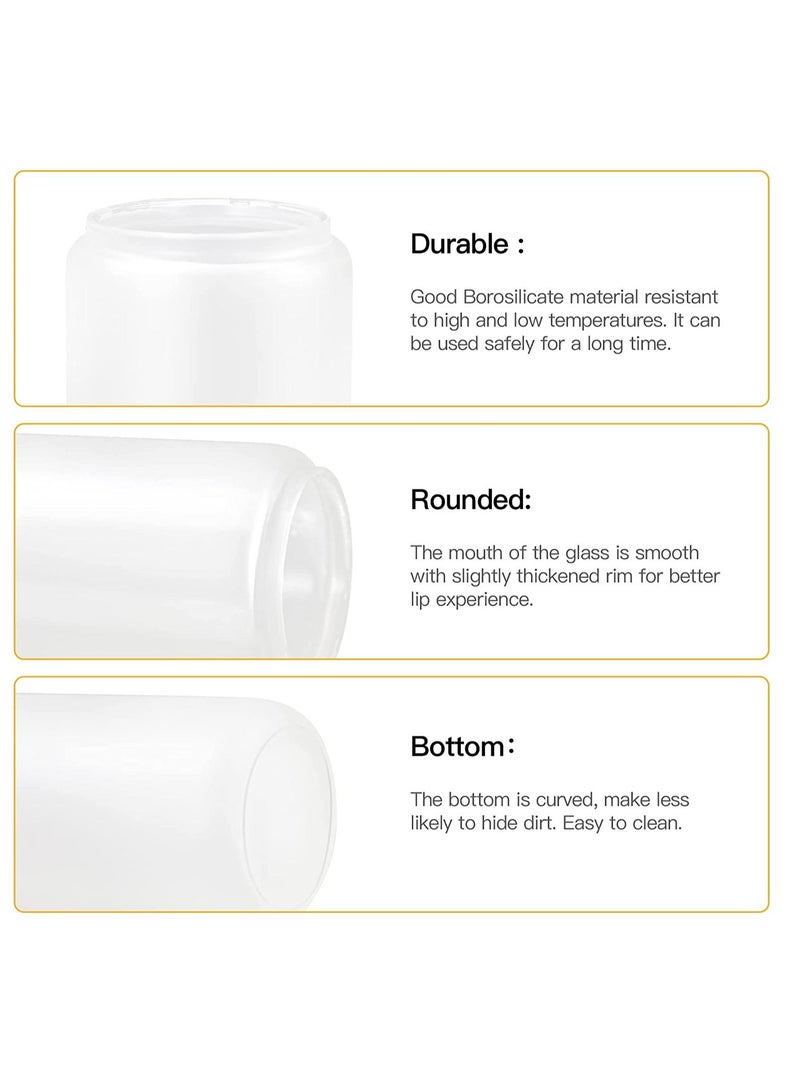 Sublimation Glass Blanks with Bamboo Lid 350ML Frosted Sublimation Can Glass Sublimation Glass Tumblers for Iced Coffee Juice Soda Drinks (4 PACK)  - Image 2