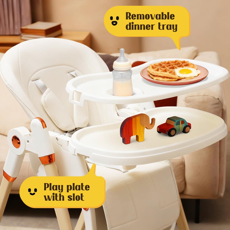 FAHKNS 6-in-1 Convertible High Chair with Rocker | Baby High Chair for Newborn to Toddler (0-3 Years) | Adjustable, Foldable & Easy-Clean with Dishwasher Safe Tray & Tool-Free Assembly,White - Image 5