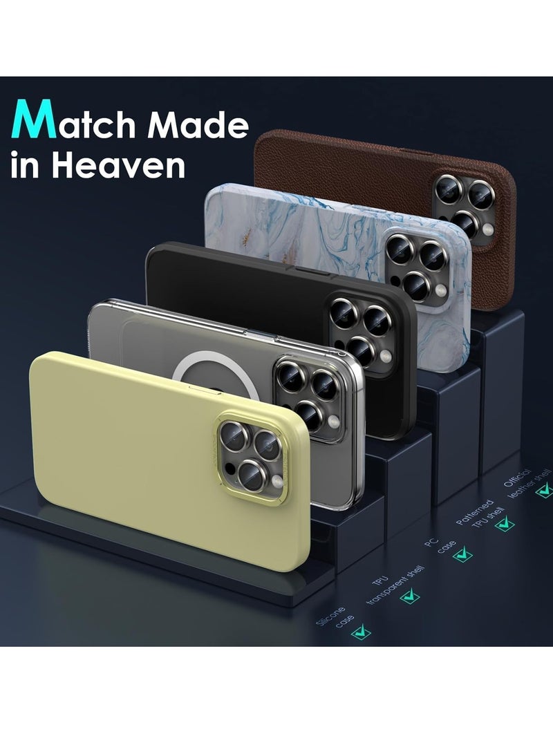 ELTRAZONE Camera Lens Protector Compatible with iPhone 15 Pro/iPhone 15 Pro Max, [1 Step Installation Tray] Tempered Glass Screen Protector Metal Individual Camera Cover (Natural Titanium) - Image 5