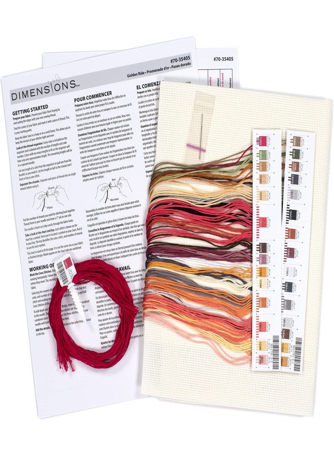 Dimensions 70-35405 Golden Ride Dog Counted Cross Stitch Set, 14 Cnt. Ivory Aida, 14" x 10" - Image 3