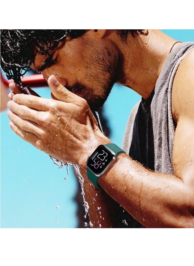 ten.tech - Ten Tech Silicone Sport Band for Apple Watch Ultra/Ultra 2 49mm 45mm 44mm 42mm, Waterproof Soft Silicone Sports Band for iWatch Ultra SE 8/7/6/5/4/3/2/1, green - Image 1
