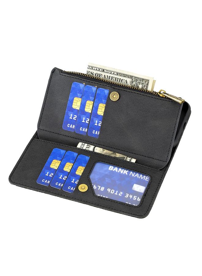 زبون جراب لهاتف iPhone 12 Pro Max بنقشة فراشة طائرة، جراب جلدي بسحاب أفقي مع حامل وفتحات للبطاقات ومحفظة - Image 5