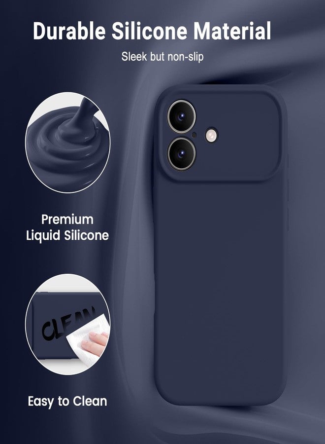 اوتوفلاي جراب OTOFLY المغناطيسي لهاتف iPhone 17، متوافق مع Magsafe، جراب كلاسيكي من السيليكون السائل، زر تحكم مدمج بالكاميرا، بطانة من الألياف الدقيقة مقاومة للخدش، أزرق داكن - Image 3