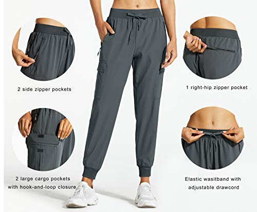 Libin Women's Cargo Joggers Lightweight Quick Dry Hiking Pants Athletic Lounge Casual Travel, Steel Gray M - Image 2