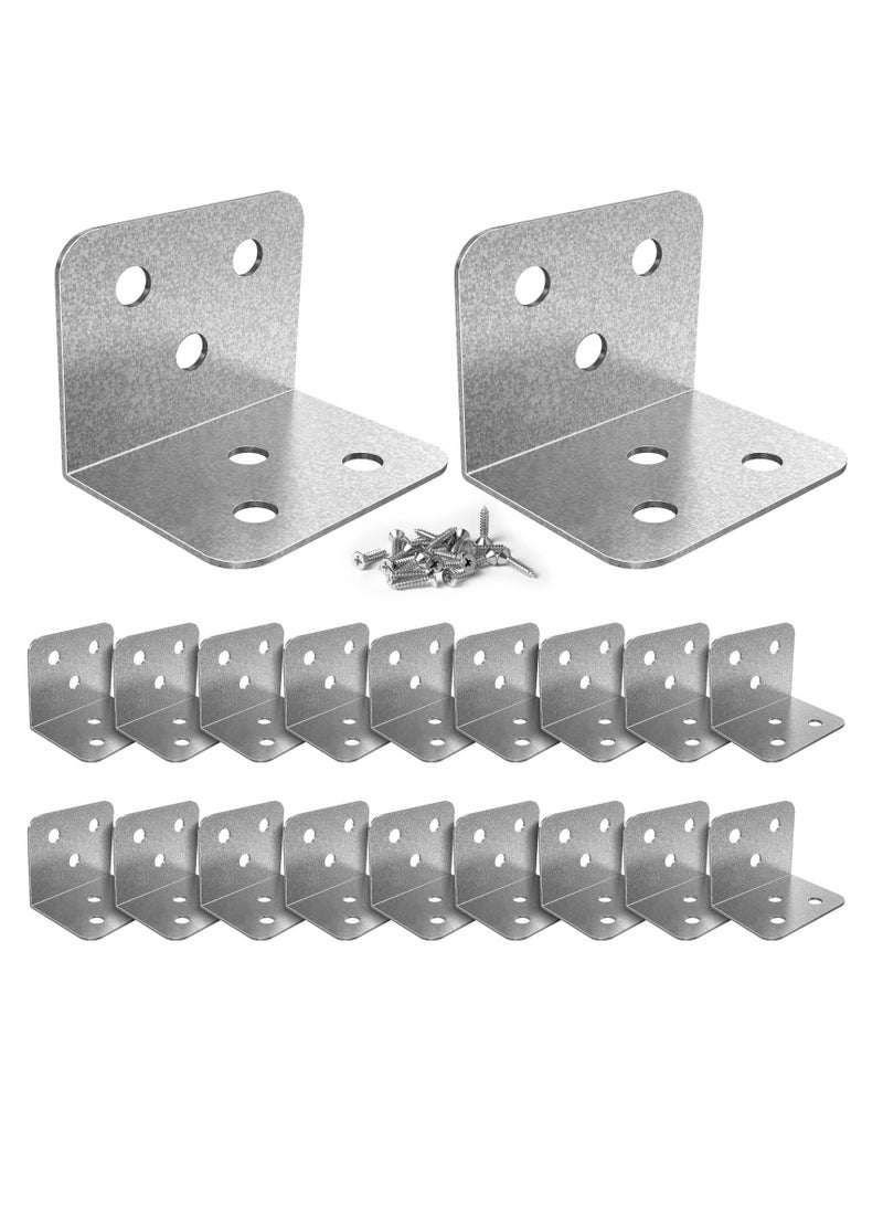 20 Pcs Metal Corner Braces, 1.5 in L Brackets for Wood (with Screws), 90° Wide Corner Patterned Metal Corner Bracket for Wood Furniture Bed Chair(Silver) - Image 1