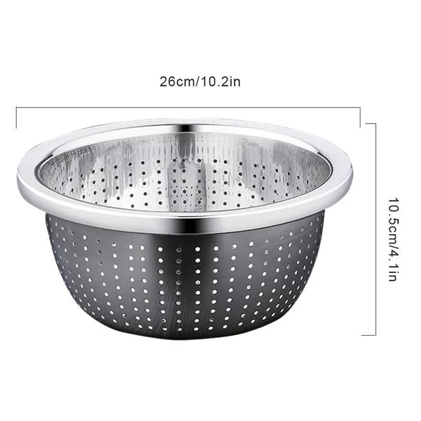 Alark Stainless Steel Rice Strainer with Mixing Bowls, Strainer Colander for Cleaning Fruits, Vegetables, and Beans Versatile Kitchen to Drain Bowl Cooked Pasta Washing Bowl Storage Basket - Image 2