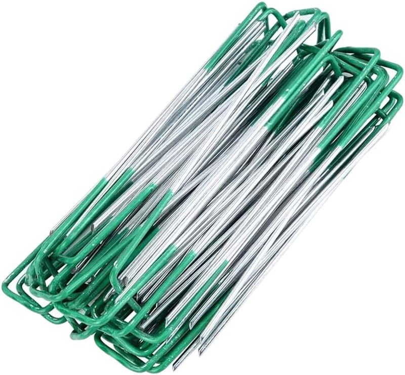 woobles 20Pcs Garden Stakes Galvanized Landscape Staples, U- Type Turf Staples for Artificial Grass, Rust Proof Sod Pins Stakes for Securing Fences Weed Barrier, Outdoor Wires Cords Tents Tarps - Image 1
