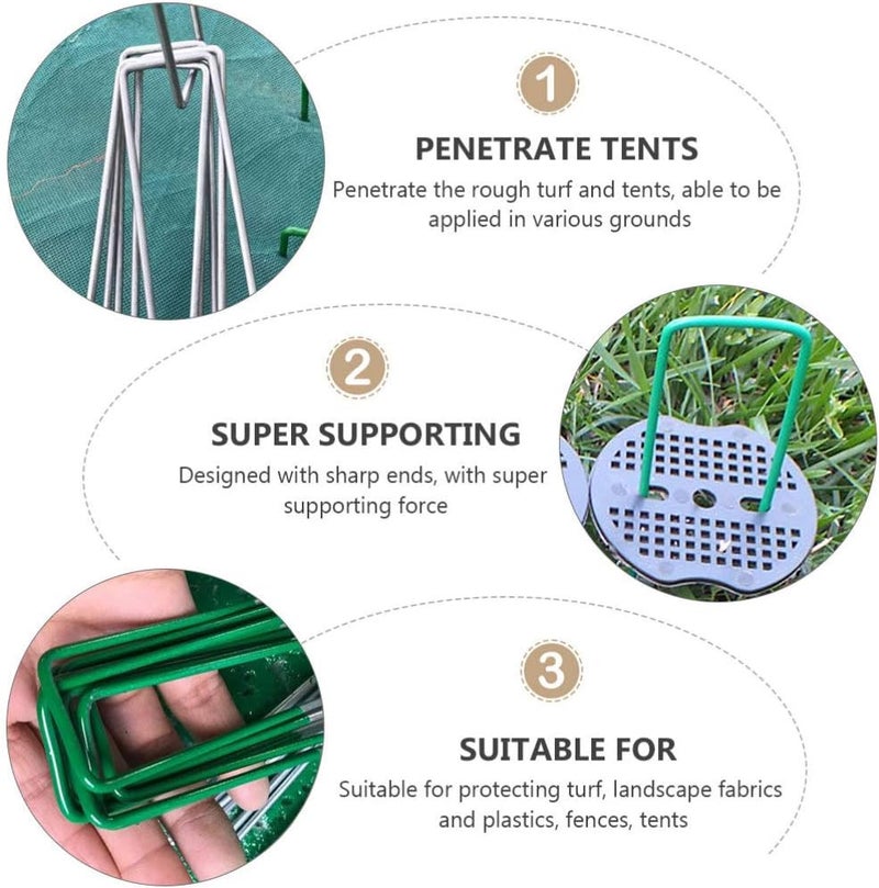 woobles 20Pcs Garden Stakes Galvanized Landscape Staples, U- Type Turf Staples for Artificial Grass, Rust Proof Sod Pins Stakes for Securing Fences Weed Barrier, Outdoor Wires Cords Tents Tarps - Image 4