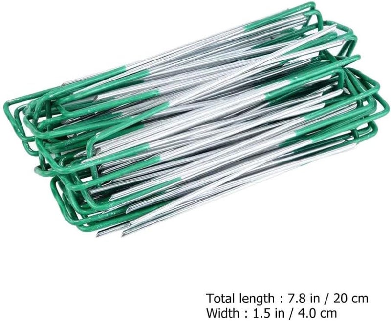 woobles 20Pcs Garden Stakes Galvanized Landscape Staples, U- Type Turf Staples for Artificial Grass, Rust Proof Sod Pins Stakes for Securing Fences Weed Barrier, Outdoor Wires Cords Tents Tarps - Image 3