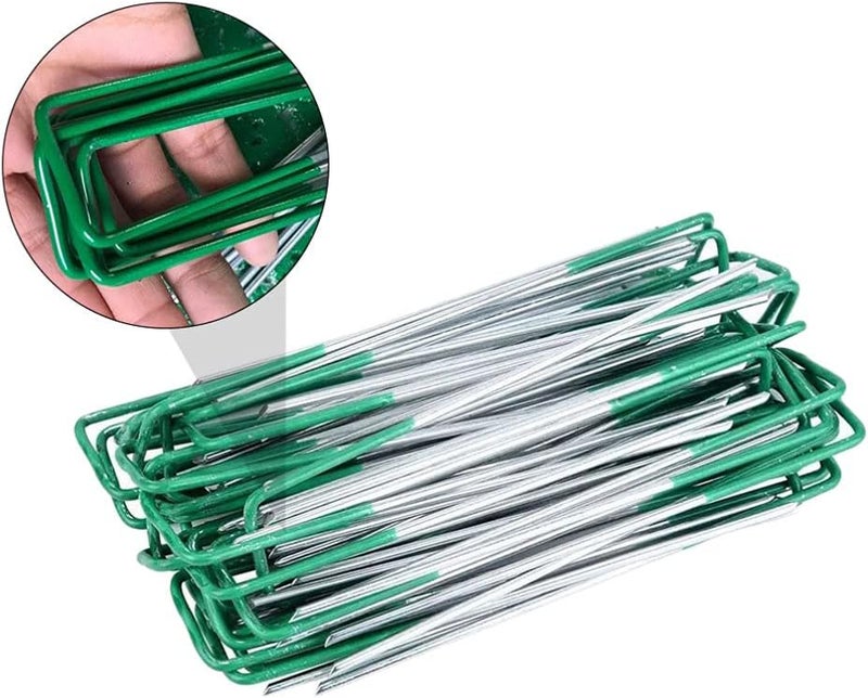 woobles 20Pcs Garden Stakes Galvanized Landscape Staples, U- Type Turf Staples for Artificial Grass, Rust Proof Sod Pins Stakes for Securing Fences Weed Barrier, Outdoor Wires Cords Tents Tarps - Image 5