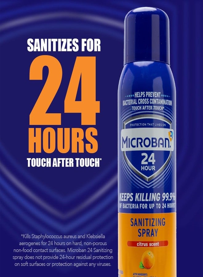 MICROBAN Sanitizing Spray, 15 oz., 2 Pack, Citrus, Disinfects, Sanitizes, Eliminates Odors, and Keeps Killing 99.9% of Bacteria on Hard, Non-Porous Surfaces in Your Home for up to 24 Hours - Image 2