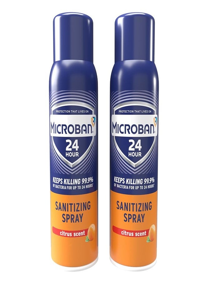 MICROBAN Sanitizing Spray, 15 oz., 2 Pack, Citrus, Disinfects, Sanitizes, Eliminates Odors, and Keeps Killing 99.9% of Bacteria on Hard, Non-Porous Surfaces in Your Home for up to 24 Hours - Image 1