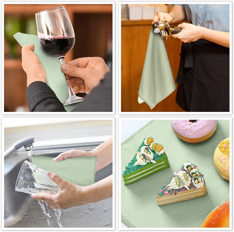 Rtteri Rtteri 5 Pieces Green Oven Mitts Pot Holders and Kitchen Towels Sets 1 Kitchen Oven Glove and 2 Dish Towels 2 Green Potholders for Baking Cooking BBQ Grilling SupplySage Green Style - Image 5