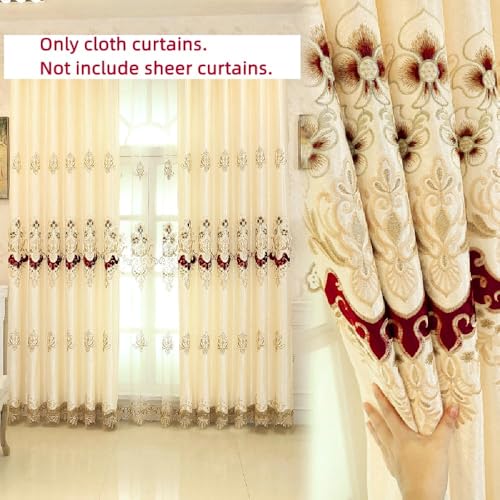 Amidoudou 1 Pair European Luxury Embroidered Curtains for Living Room Bedroom Yellow51x84 Inch - Image 3