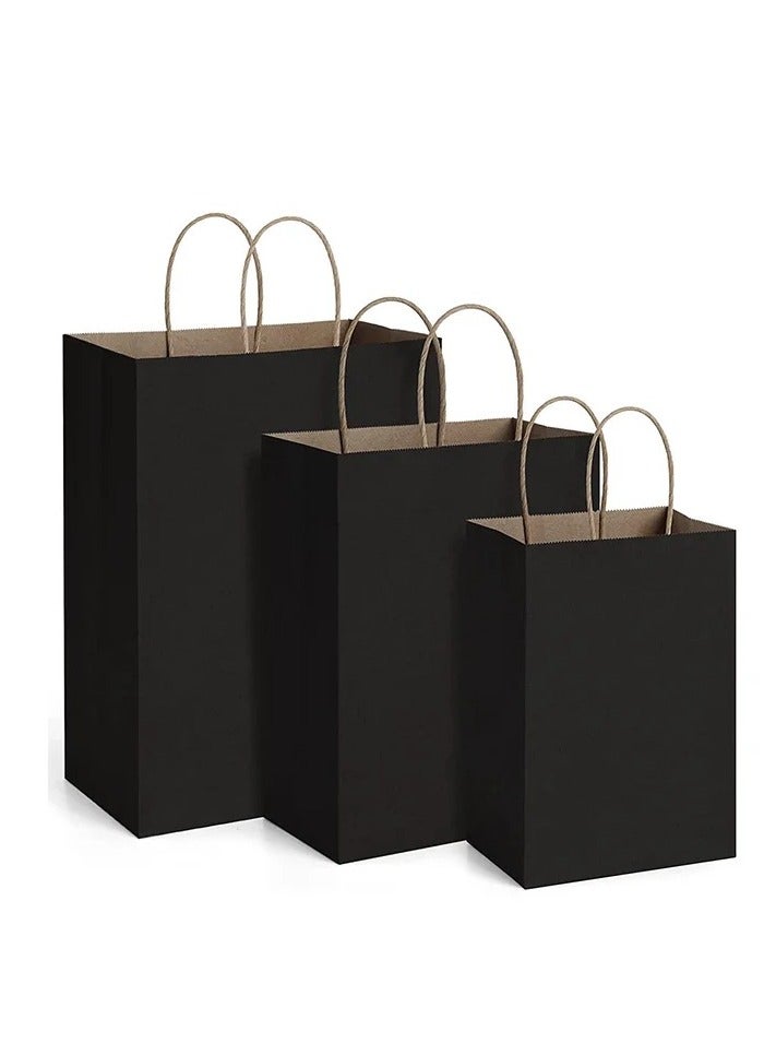12pcs Black Kraft Paper Bag Fashion Shopping Gift Food Takeaway Package with Handle Eco-Friendly Ramadan Eid Gift Bags - Image 2
