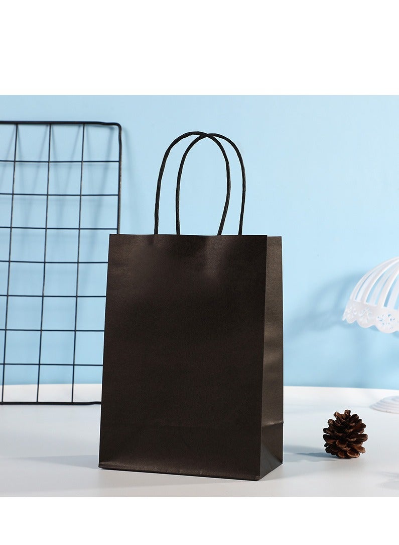 12pcs Black Kraft Paper Bag Fashion Shopping Gift Food Takeaway Package with Handle Eco-Friendly Ramadan Eid Gift Bags - Image 3