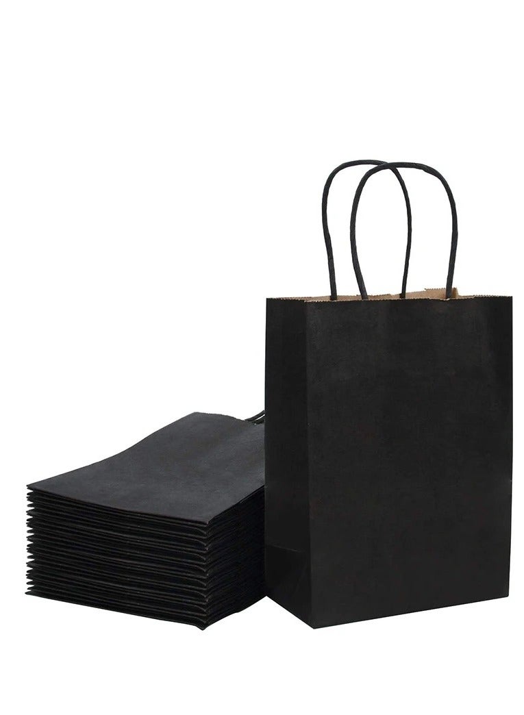 12pcs Black Kraft Paper Bag Fashion Shopping Gift Food Takeaway Package with Handle Eco-Friendly Ramadan Eid Gift Bags - Image 1
