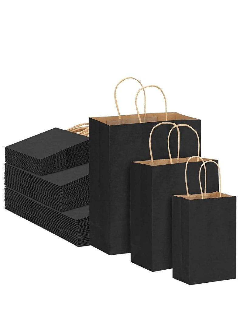 12pcs Black Kraft Paper Bag Fashion Shopping Gift Food Takeaway Package with Handle Eco-Friendly Ramadan Eid Gift Bags - Image 5