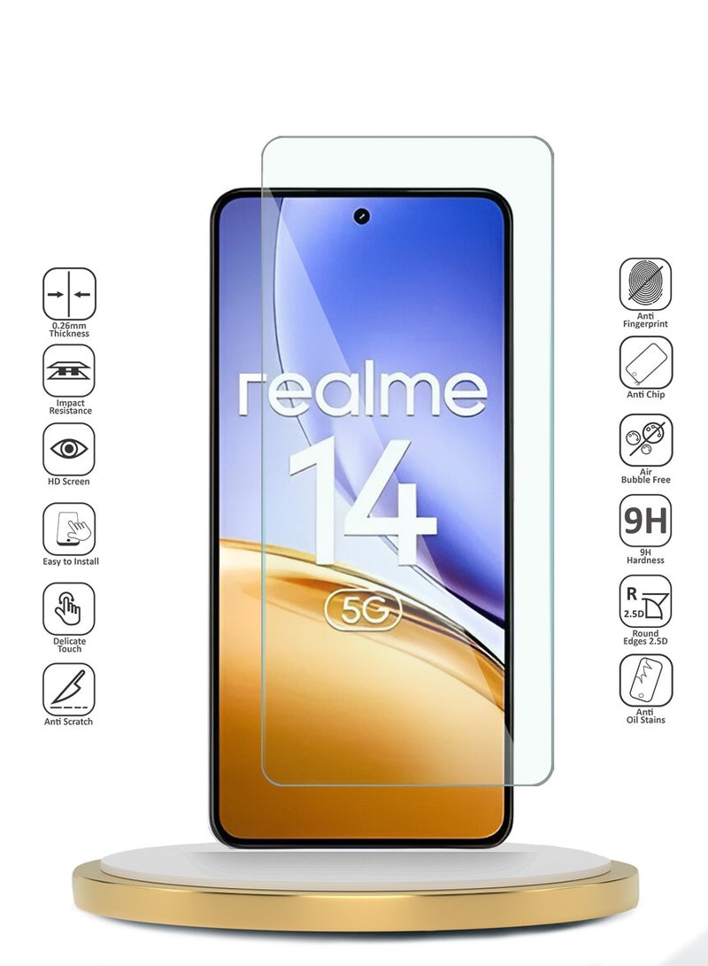 Wtech Realme 14 5G 2025 WTech Premium Series Curved Edges 9H 2.5D Tempered Glass Screen Protector (MSG9CN) - Clear - Image 2