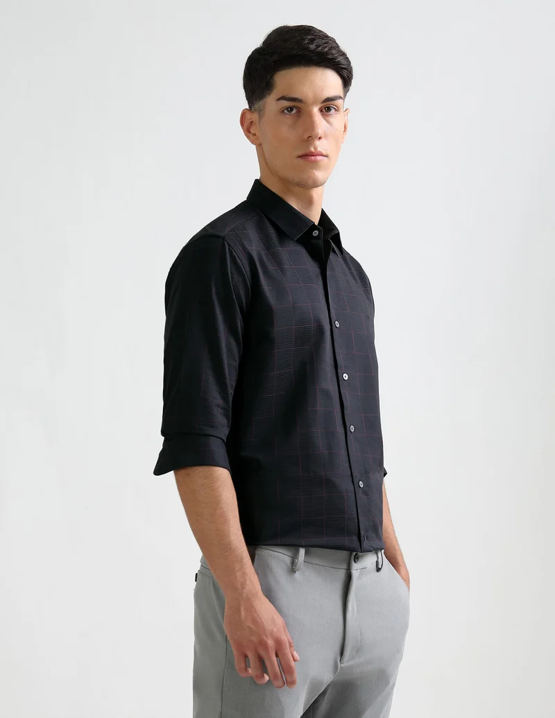 Arrow Black Pure Cotton Manhattan Slim Fit Shirt for Men | Best Price UAE