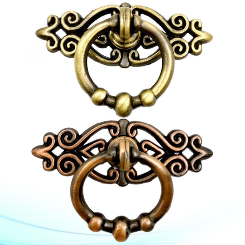 2pcs Vintage Ring Cabinet Pull Handles Green Bronze Zinc Alloy Drawer Knobs With Screws - Image 5