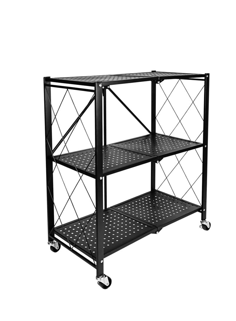 رولستيمي رف تخزين معدني للمطبخ باللون الأسود 72x37x87.5 سم - Image 1