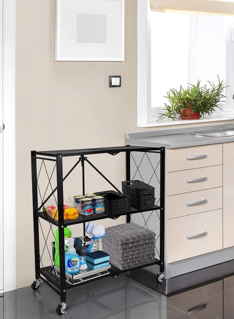 رولستيمي رف تخزين معدني للمطبخ باللون الأسود 72x37x87.5 سم - Image 2