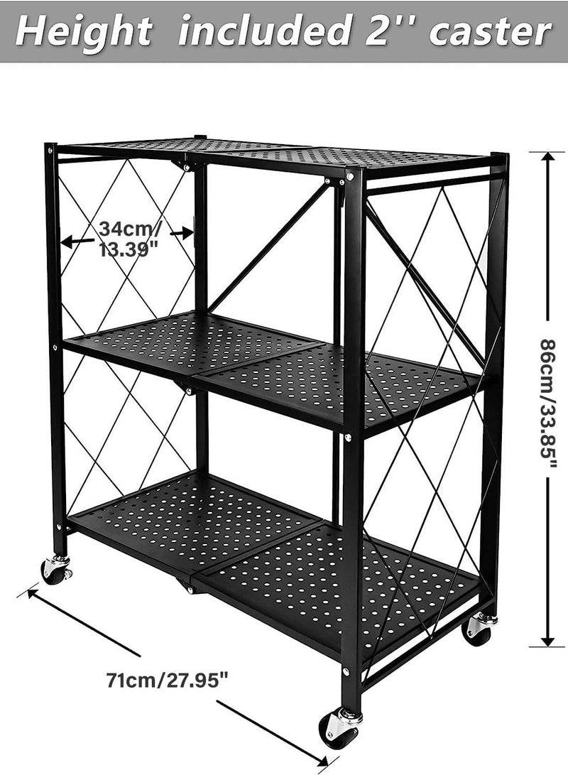رولستيمي رف تخزين معدني للمطبخ باللون الأسود 72x37x87.5 سم - Image 3