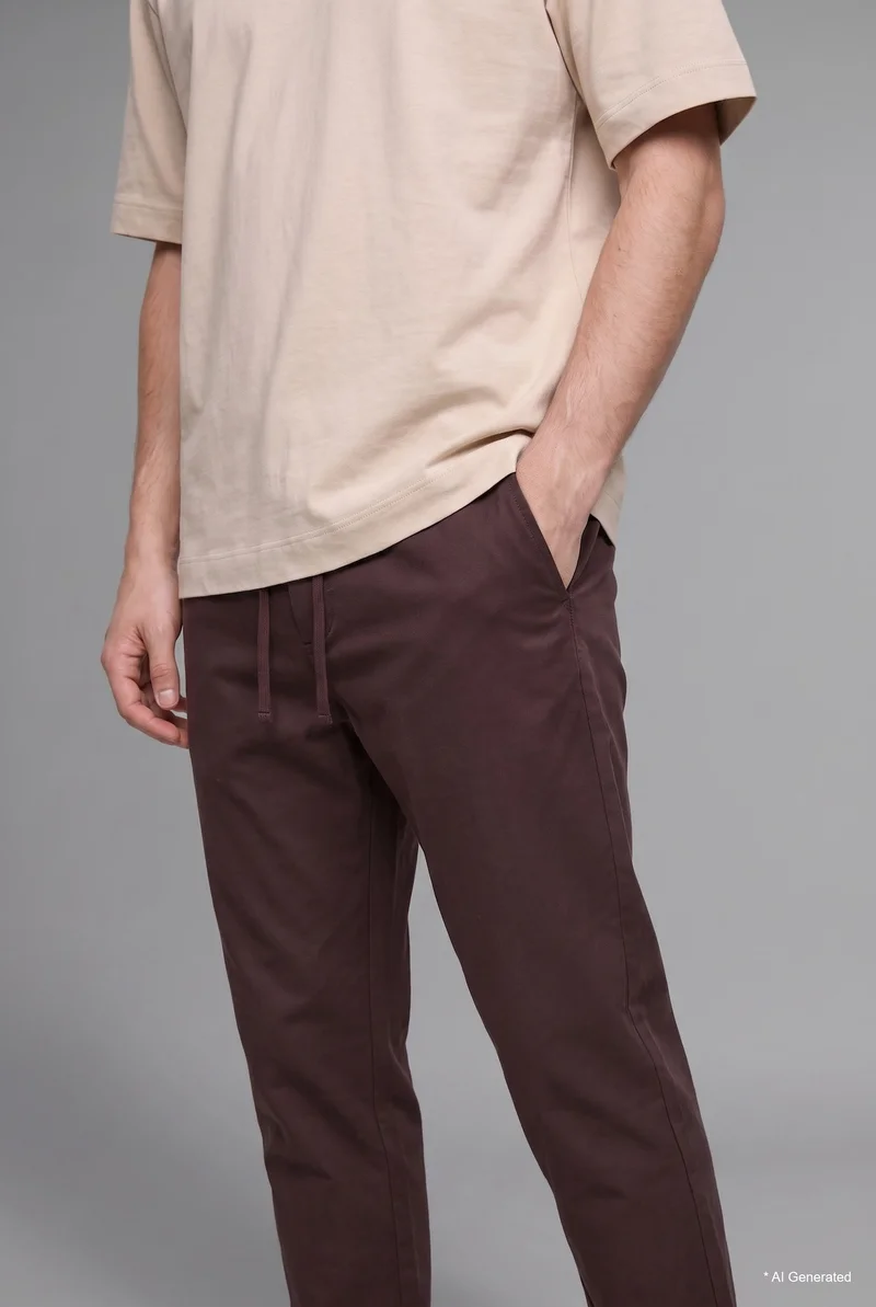 Defacto  Relaxed Fit Elastic Waist Straight Leg Trousers for Men | Best Price UAE