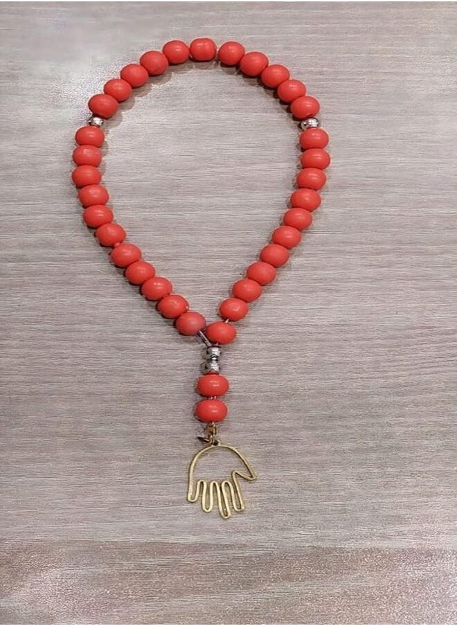 tag - 33 Beads and Handmade Metal Spacers Rosary - Image 1