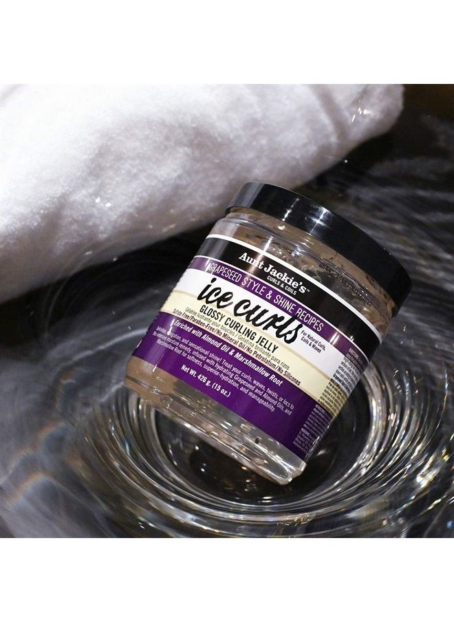 Aunt Jackie's - Grapeseed Style and Shine Recipes Ice Curls Glossy Curling Jelly, Hydrates, Softens, Makes Waves, Curls and Coils Easier to Style, 18 oz - Image 1