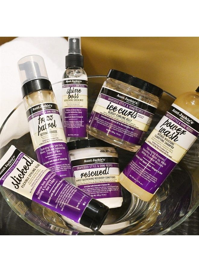 Aunt Jackie's - Grapeseed Style and Shine Recipes Ice Curls Glossy Curling Jelly, Hydrates, Softens, Makes Waves, Curls and Coils Easier to Style, 18 oz - Image 1