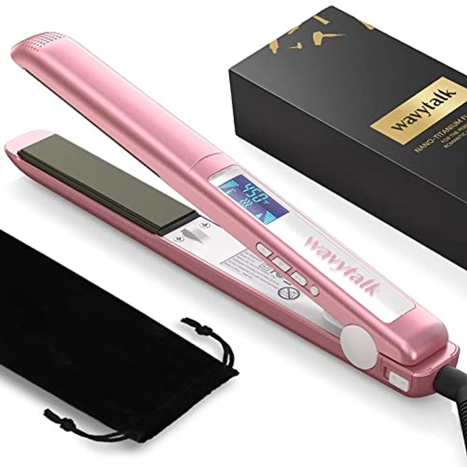 wavytalk Salon Flat Iron Hair Straightener, Negative Ion Function With Titanium Plates Get Shinier & Smoother Hair, 15 Adjustable Temp, Dual Voltage & 60 Mins Auto Shut Off (Rose Gold) - Image 1