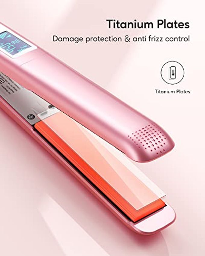wavytalk Salon Flat Iron Hair Straightener, Negative Ion Function With Titanium Plates Get Shinier & Smoother Hair, 15 Adjustable Temp, Dual Voltage & 60 Mins Auto Shut Off (Rose Gold) - Image 3