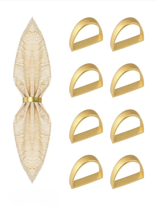 Yncotte 8 Pcs Gold Napkin Rings, Semicircle Metal Gold Napkin Holder Buckles for Fall Thanksgiving Christmas Party Wedding Table Decor - Image 1