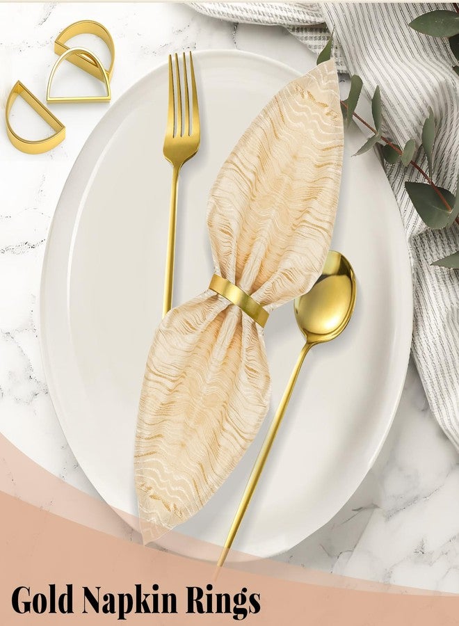 Yncotte 8 Pcs Gold Napkin Rings, Semicircle Metal Gold Napkin Holder Buckles for Fall Thanksgiving Christmas Party Wedding Table Decor - Image 3