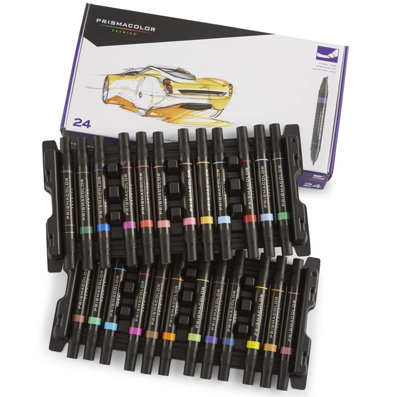 Prismacolor Premier Double-Ended Art Markers, Fine And Chisel Tip, Adult Coloring, 24 Pack - Image 2